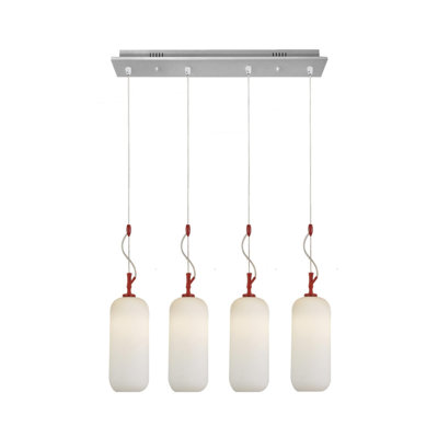 Lustre moderne rouge, structure en métal, 27,6 po x 3,9 po x 47,2 po | 4 x 4W DEL intégrée, 3 000 K blanc chaud, 1680 Lm | Capuchon en verre élégant | Idéal pour la salle à manger, le salon et le vestibule | Conception originale unique