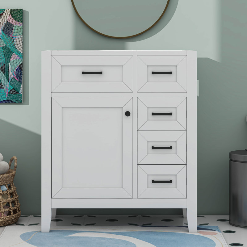 Meuble-lavabo 30 po avec tiroirs, Blanc