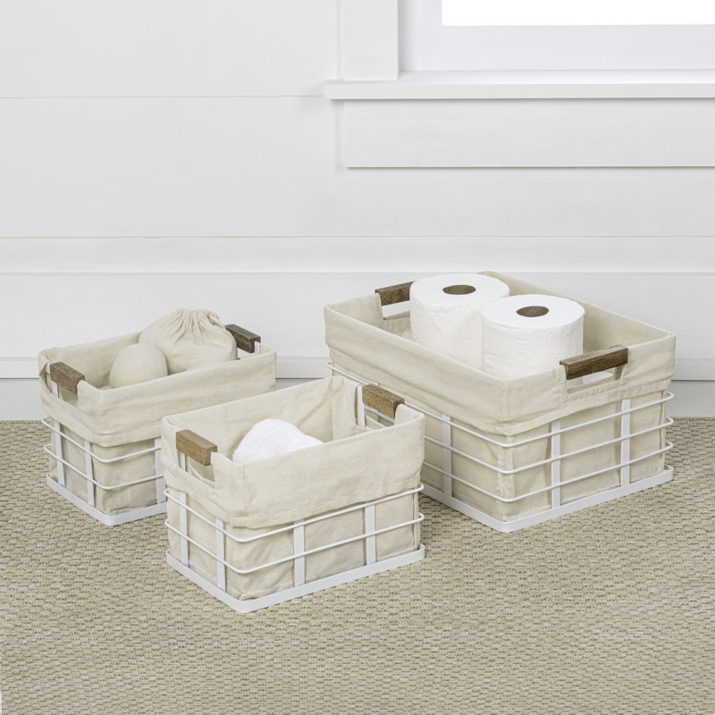 Ensemble de 3 paniers de rangement Callan, Blanc