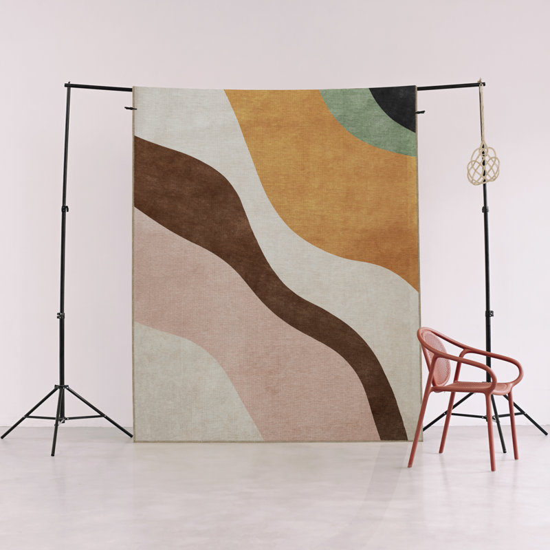 Multi-Colored Mixed Wavy Patterned Creative Modern Decorative Rug, Rectangle 4'11" x 9'10"
