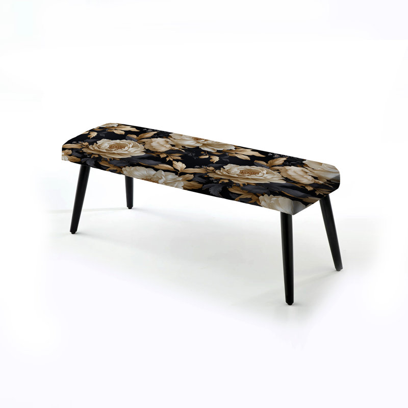 Motif floral beige et noir - Banc rembourré floral noir