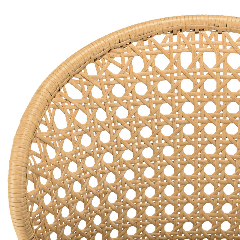 Maday Patio Dining Side Chair with Cushion, Black, Natural