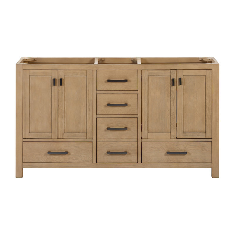 Souther 60'' Double Bathroom Vanity Base Only in Brushed Oak Finish