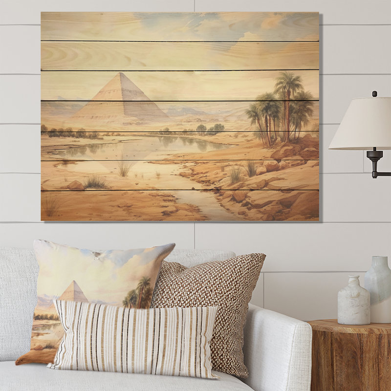 Paysage de pyramide égyptienne antique - Égypte sur bois, H 34 po x l 44 po