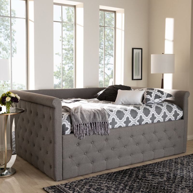 Ervinas Upholstered Daybed, Gray Polyester, Queen