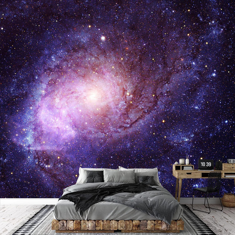 Planet In Outer Space Galaxy Peel & Stick Clear Border, 66" L x 96" W