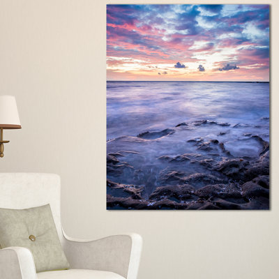 « long exposition twilight sea rocks », reproduction de photo sur toile tendue
