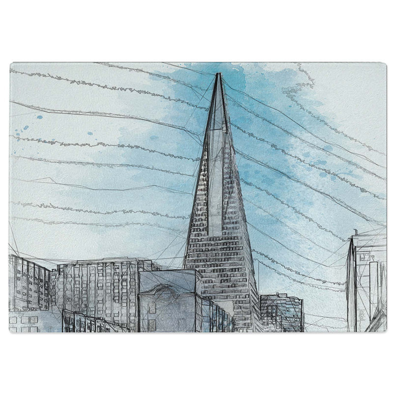 Tempered Glass Transamerica Pyramid in San Francisco in Abstract Chopping Board, 39 cm W x 28.5 cm L