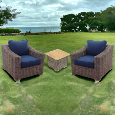 Courtyard Casual Tivoli 3 Pc Chat Set, Set Includes End Table & Two Club Chairs