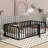 Metal Floor Bed Frame with Fence and Door-1741581462