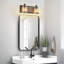 Luminaire de salle de bain à intensité variable Modern Farmhouse avec verre ensemencé et contre-plaque en placage de bois-179862210-176119488