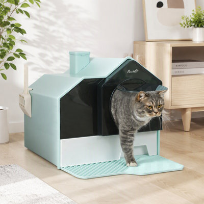 Bac à litière pour chat avec tapis et pelle