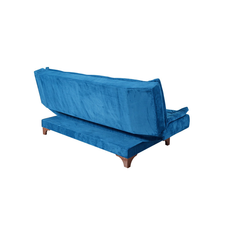 Stylish 3-Seat Sofa Bed, Blue Solid Color, 74.8 x 35.4 x 33.5 inches | Durable Pine Wood Frame, 100% Soho Fabric Upholstery, Plastic Legs 3.9 inches | Comfortable 28 DNS Foam, Perfect for Living Room & Guest Room
