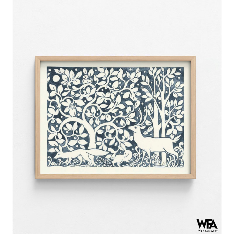 Forêt, art mural, Cadre simple brun clair, H 18 po x l 24 po, Pas de tapis