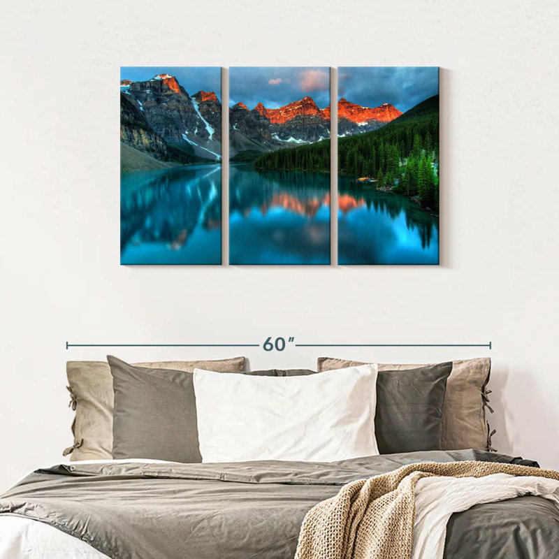 Tranquil Moraine Lake 3 pièces, H 45 po x l 28 po x P 1,25 po