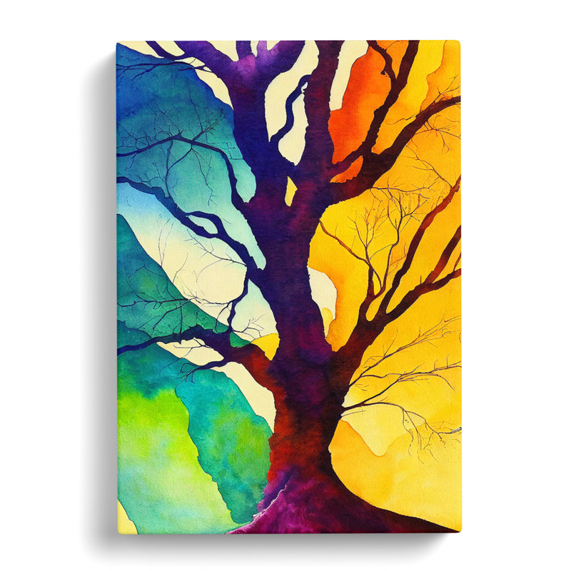 A Colourful Abstract Tree No.3 - Wrapped Canvas, 76cm H x 50cm W x 3cm D