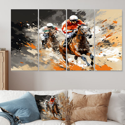 Brown Horse Racing Frenzy - ensemble de décorations murales 4 pièces