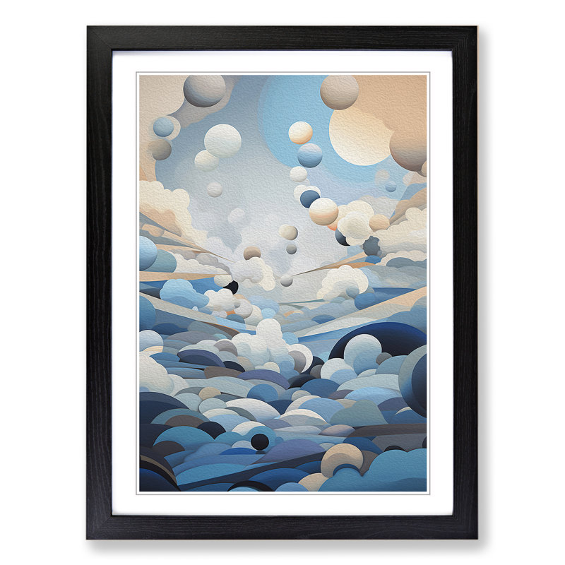 Cloudy Sky Orphism Art - Framed Print, Black Framed, 34cm H x 25cm W