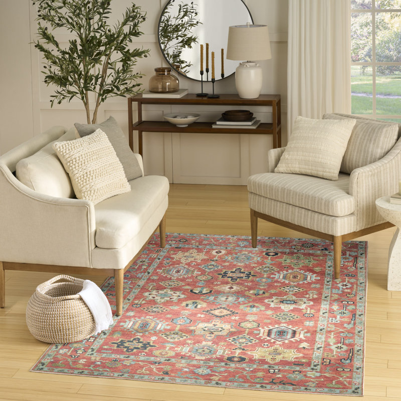 Tapis vintage lavable à la machine Heriberto, Rectangle 5 pi 3 po x 7 pi 3 po