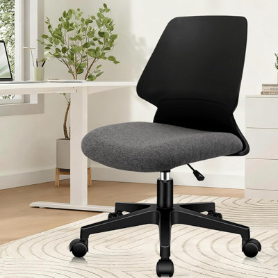 CLATINA Armless Home Office Chair, Desk Chair with Wheels, Adjustable Height Reading Chairs, Small Swivel Computer Chair, Comfy Upholstered Task Chair