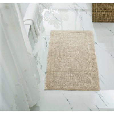 Jasmyne Premium 100% Cotton Tufted Reversible Bath Rug, Extra Soft, Super Absorbent Machine Washable Bathroom Rug
