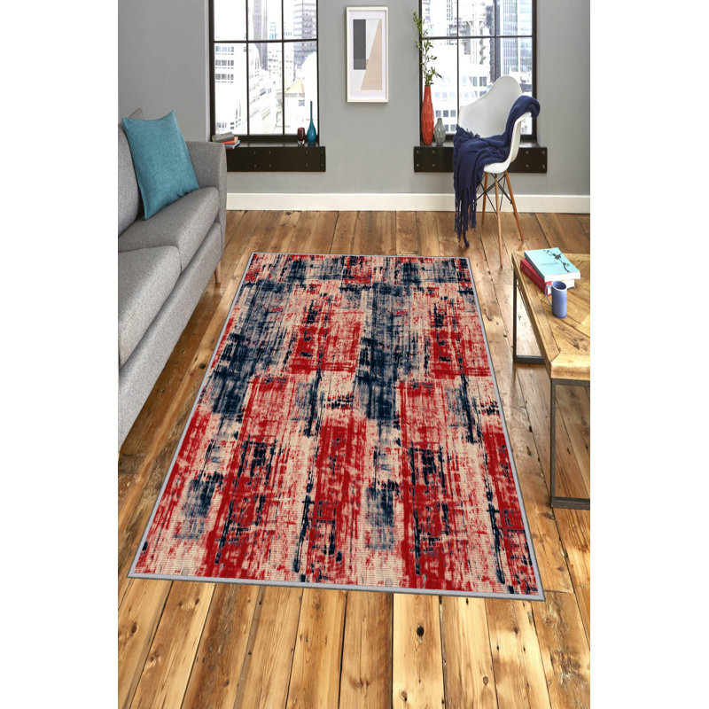 Stylish Woven Carpet (4.6 x 7.2 Feet), 100% Polyester, 0.4 in Pile Height | Antibacterial, Non-Slip Underside, Machine Washable | 3D Digital Print Design | Perfect for Living Room, Bedroom, & Dining Areas