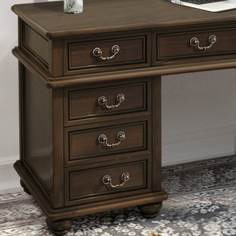Bureau d'écriture avec rangement à 9 tiroirs brun foncé, H 30,7 po x l 47,24 po x P 20,47 po