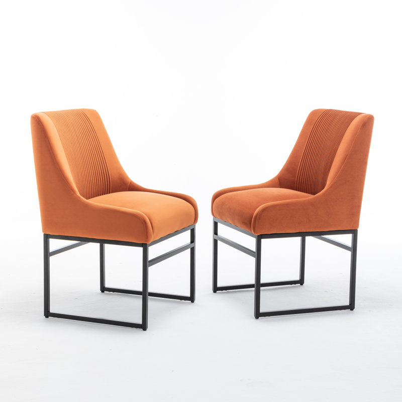 Euclid Modern Velvet Dining Chair, Orange