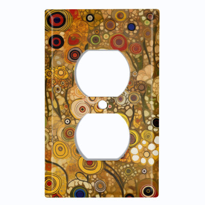 Couvercle de plaque d'interrupteur en métal; Bascule à 4 bandes standard des États-Unis - art floral abstrait de style Klimt