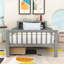 Lit plateforme simple en bois avec 2 tiroirs et tête de lit-705629708