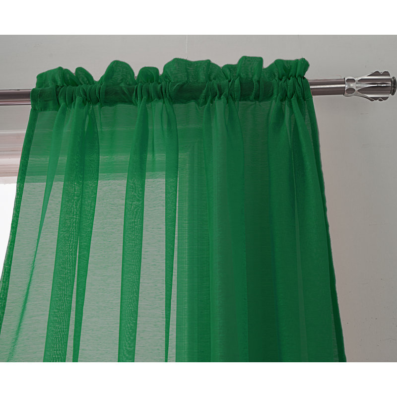 Landose Sheer Curtain Single Panel, Hunter Green, 55" W x 90" L