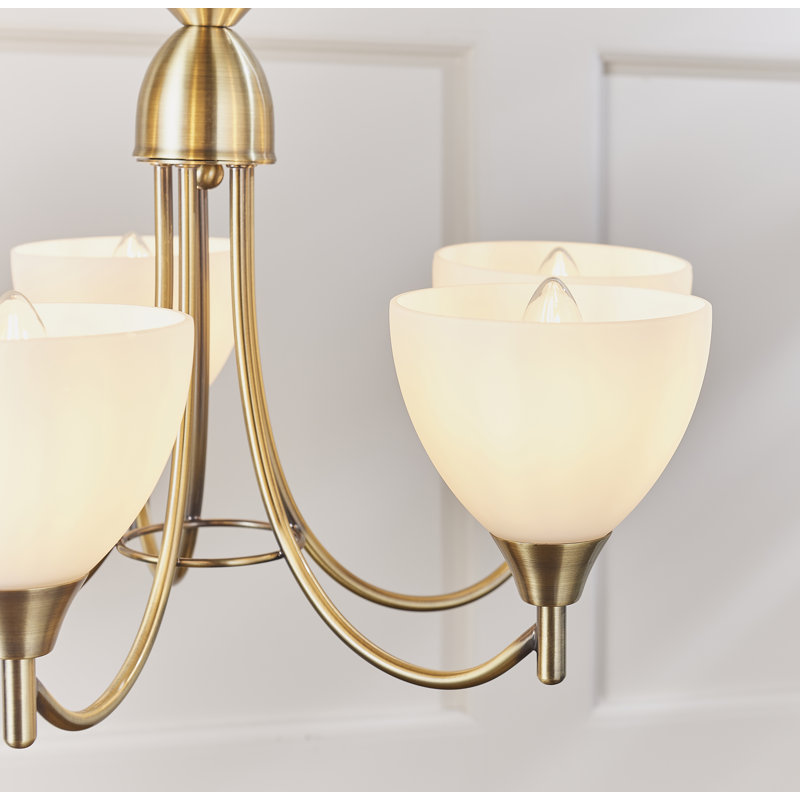 Barium 5 - Light Shaded Chandelier, Antique Brass