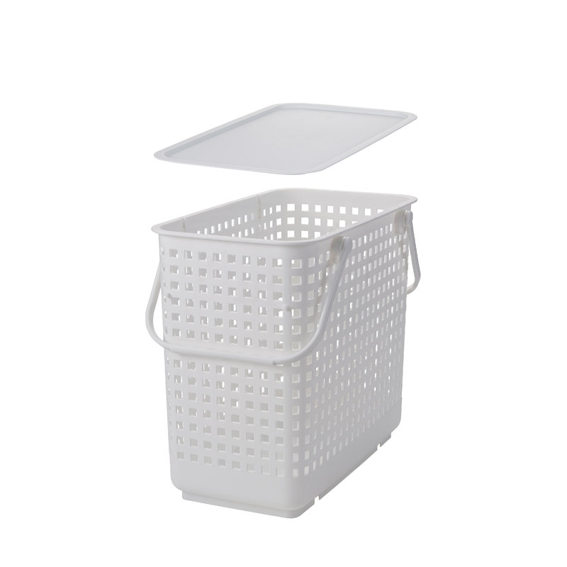 Grand panier fourre-tout en plastique blanc Like-it avec couvercle pour garde-robe et garde-manger, Blanc
