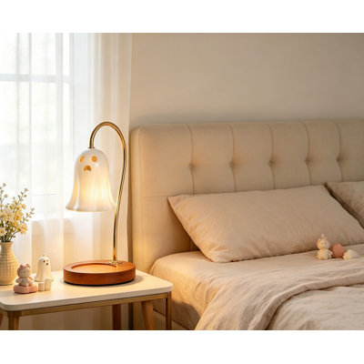 Lampe chauffe-bougie fantôme en céramique avec minuterie, brûleur de cire effrayant et mignon pour la décoration d'Halloween, chauffe-bougie électrique pour fondants parfumés, décoration pour la maison et la chambre