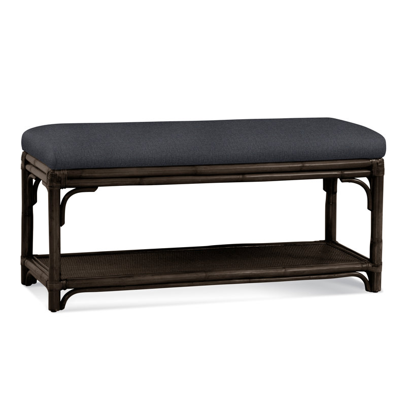 Summer Retreat Wicker Shelf Storage Bench, Java, Basic Grey; 0317-83
