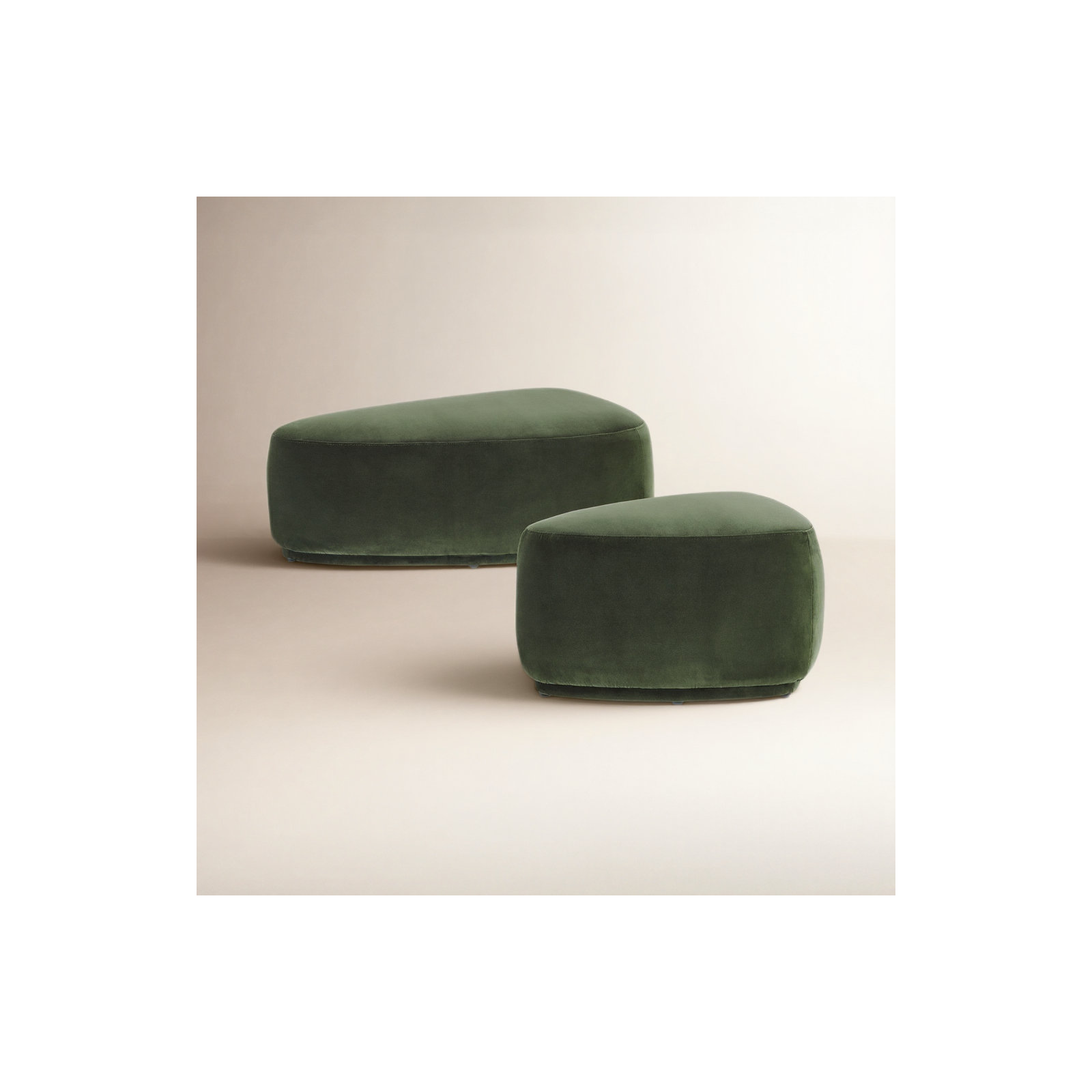 Adna Triangle Upholstered Ottomans (Set of 2), Moss Luxe Velvet
