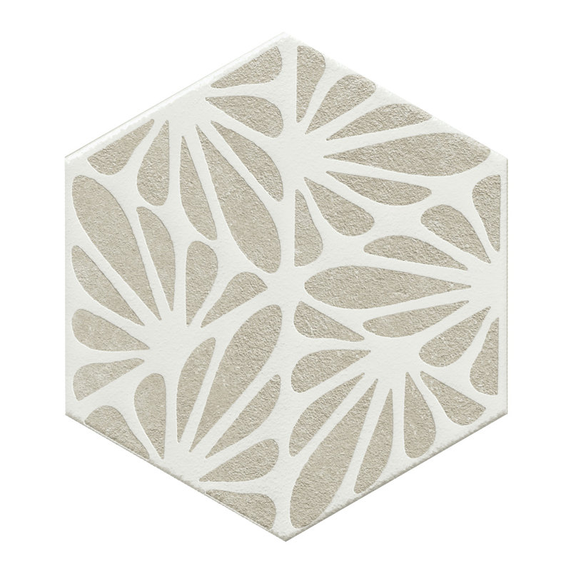 Carrelage en porcelaine à motif hexagonal fait à la main 9x10, Beige