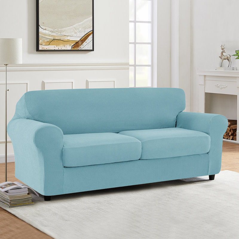 Pizarro Box Cushion Loveseat Slipcover, Steel Blue
