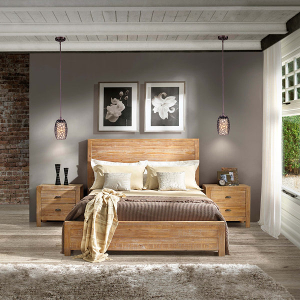 King Size Bed with Headboard Storage In English Oak Light