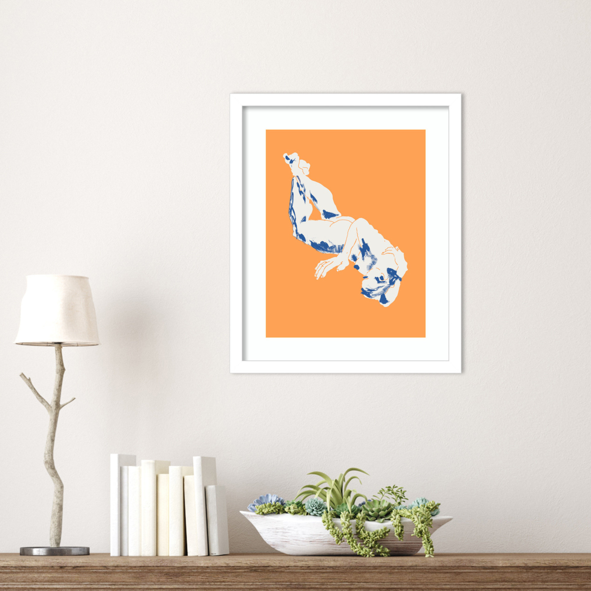 Nude Orange by Nantucket Wood Framed Wall Art Print, 17" H x 14" W, White