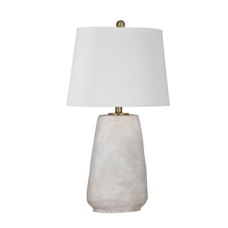 Whitewash Resin Table Lamp with Hardback Linen Shade