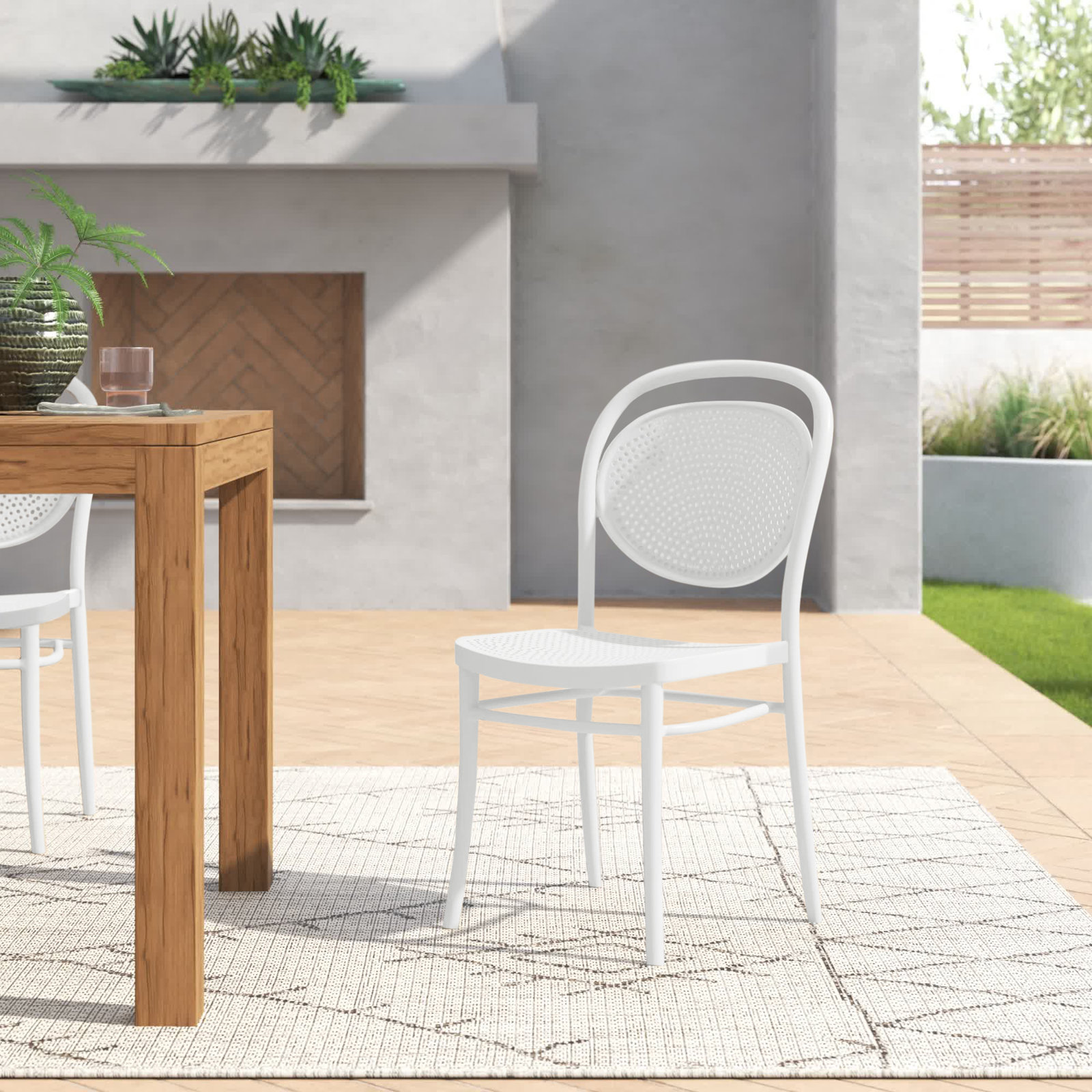 Farrah Stackable Patio Side Chair, White