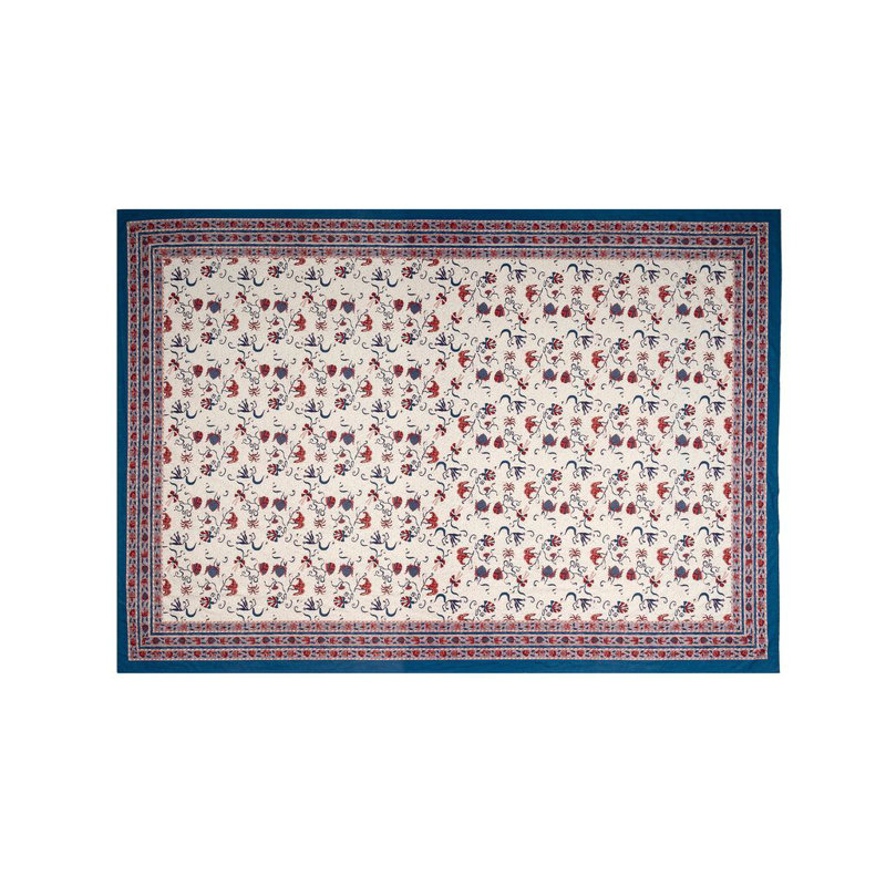 Clowe Tablecloth, 71" W x 142" L, Blue/Red