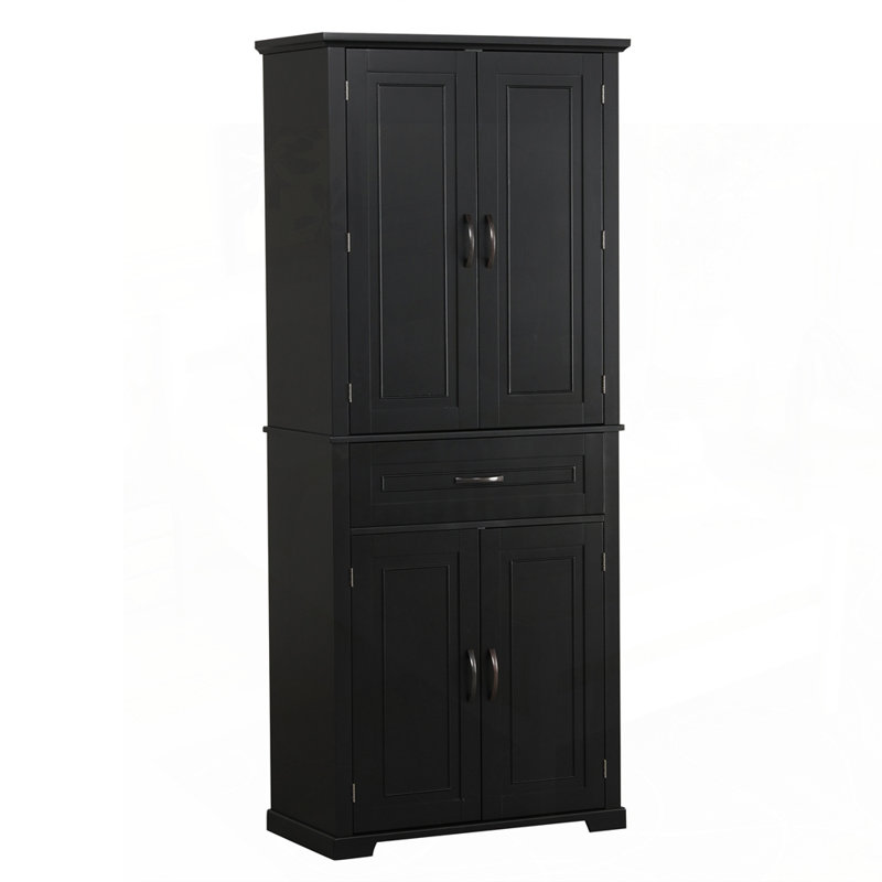 Versatile Bathroom Storage Cabinet with Adjustable Shelf, Black