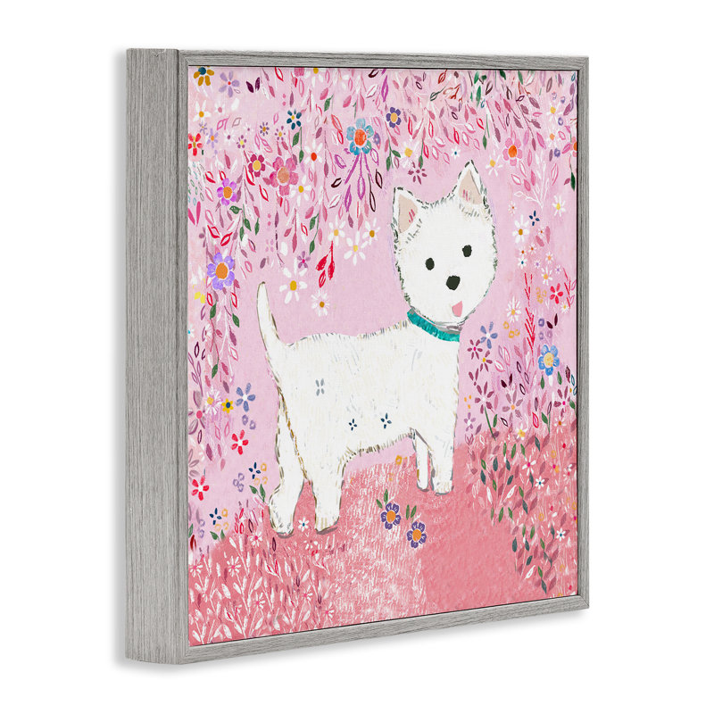 Chiot Lola rose, estampe numérique, design par Clare Tupper, H 17 po x l 17 po, Estampe numérique Farmhouse