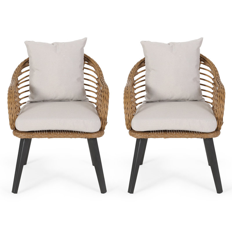 Mcbrayer Aluminum Outdoor Lounge Chair, Light Brown Frame / Beige Cushion