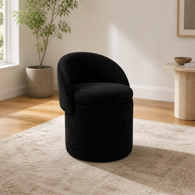 15.8" Height Modern Cylindrical Vanity Foot Stool with Storage, Padded Seat and Foldable Backrest for Seating and Storage Purposes