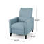 Fauteuil contemporain inclinable en tissu bleu clair avec accoudoirs cloutés et pieds en bois de bouleau