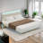 Velvet Fabric Floating Bed Frame with LED Lights-107141976-107141978