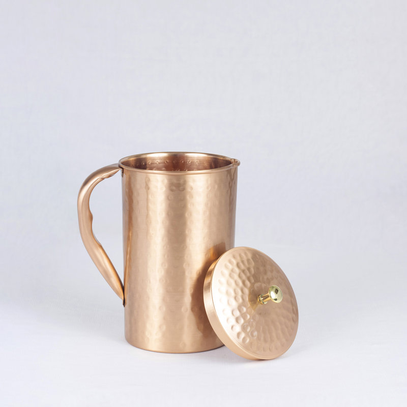 Elcobre Premium Pure Hammered Copper Jug With Lid - 1.2L